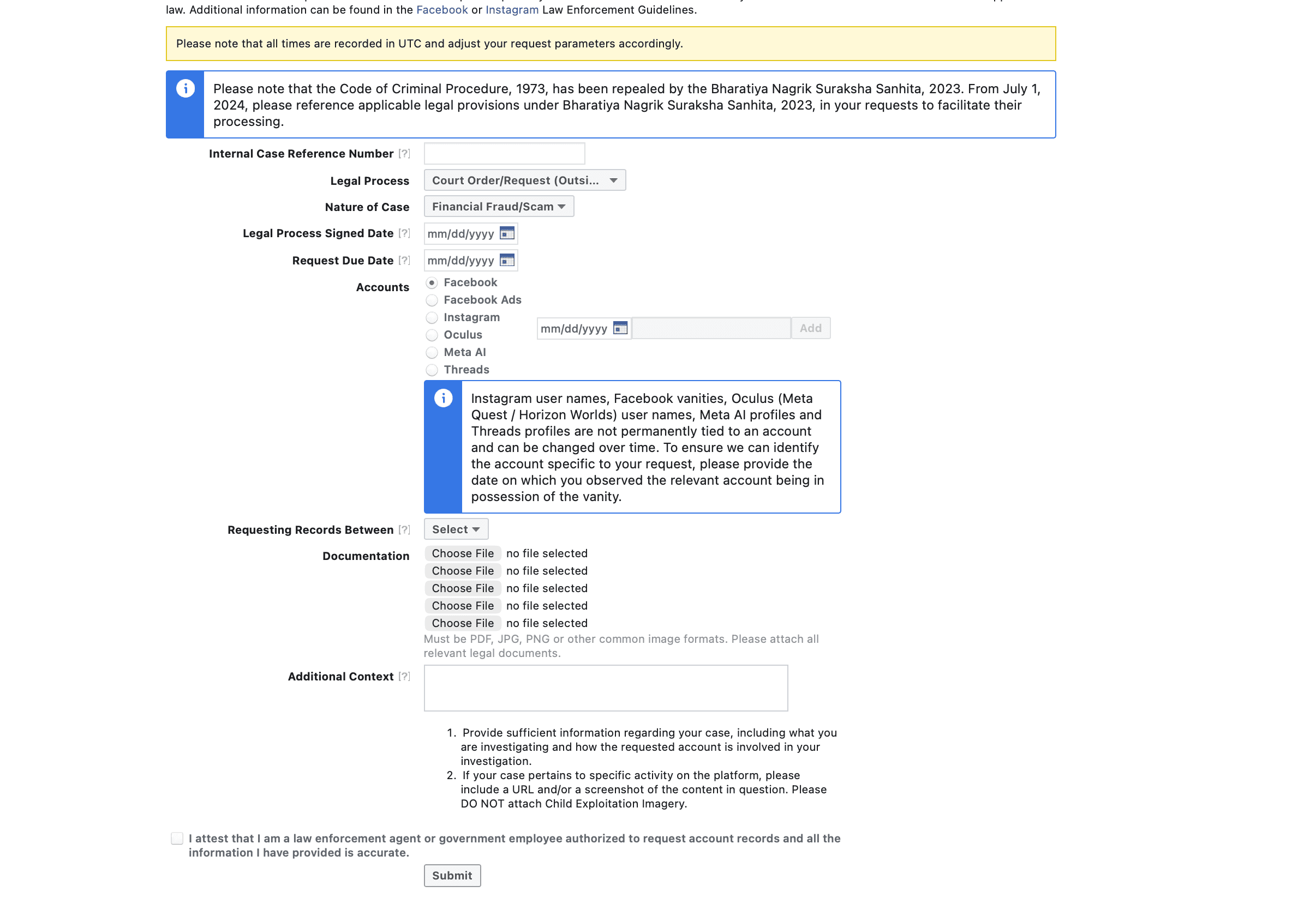 Facebook & Instagram Investigation | Data request from Facebook for Police and Government