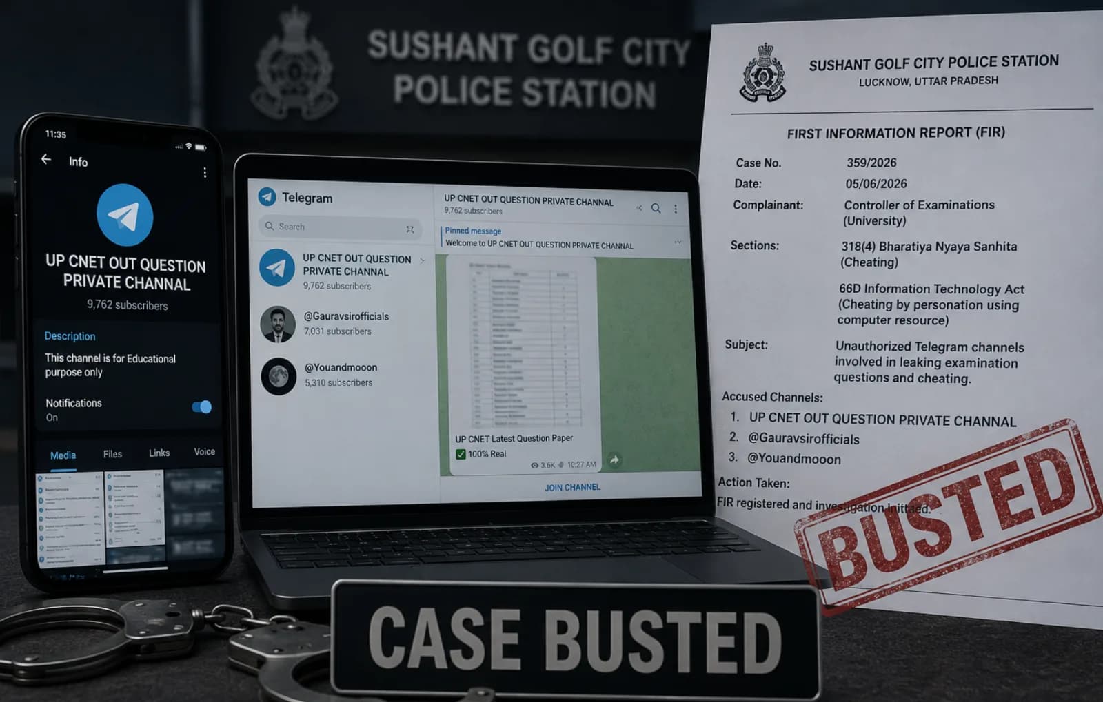 Fake Telegram based "Paper Leak" Scam bused by Uttar Pradesh Special Task Force