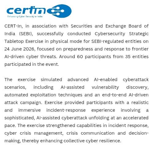 Indian CERT Moves From Warnings to War Games as Frontier AI Reshapes the Cyber Threat